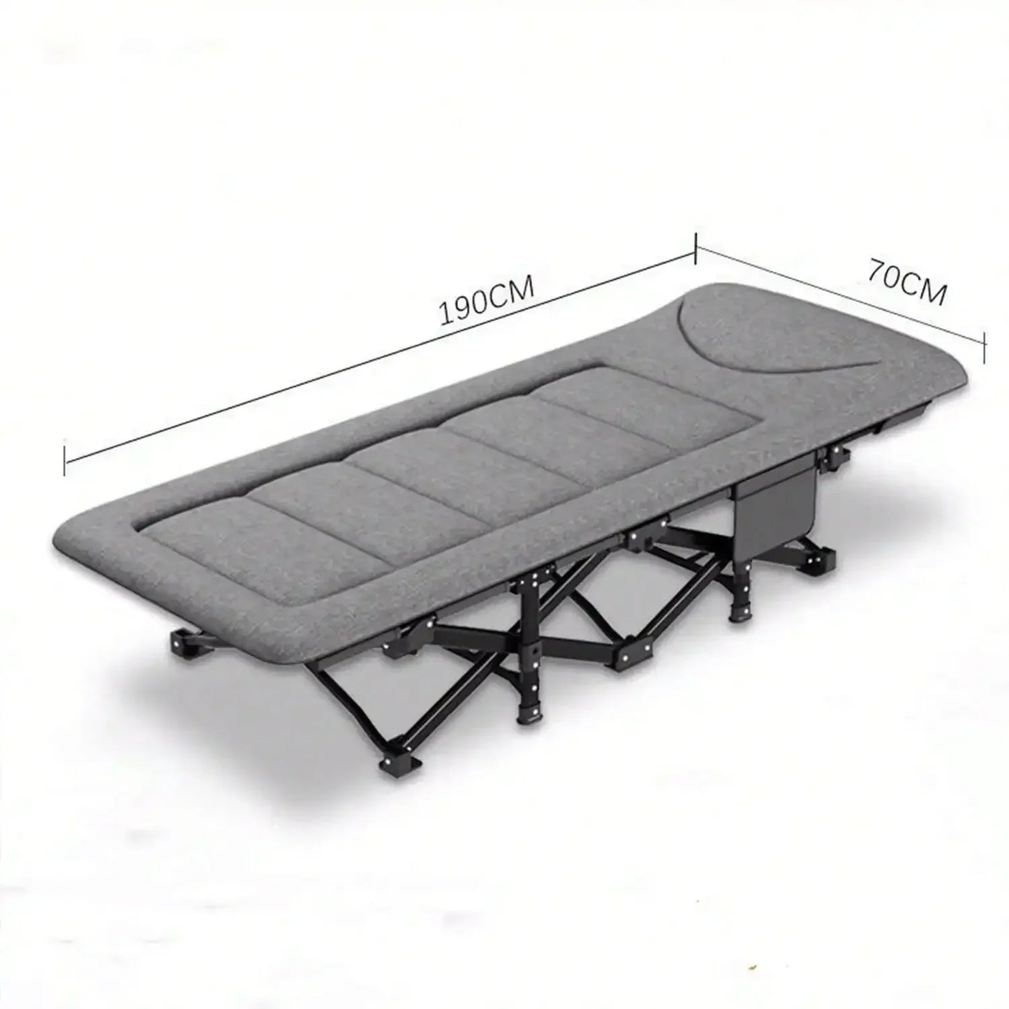 Premium Portable Thick Pad Sleeping Camping Cot Folding Heavy Duty Adult Travel Cot with Side Pockets, Perfect for Hiking