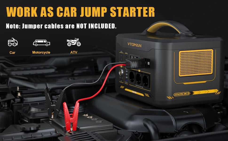 VTOMAN JUMP 2200 / JUMP 1800 Portable Power Station 828/1548Wh LiFeP04 Battery Solar Generator Solar for Home Outdoor Camping