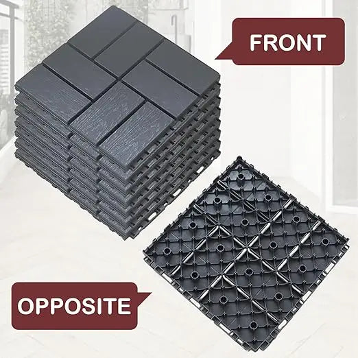 44 Pack Interlocking Patio Deck Tiles-12x12 Inch, Easy Install for Poolside, Balcony, Backyard - Durable Polypropyl