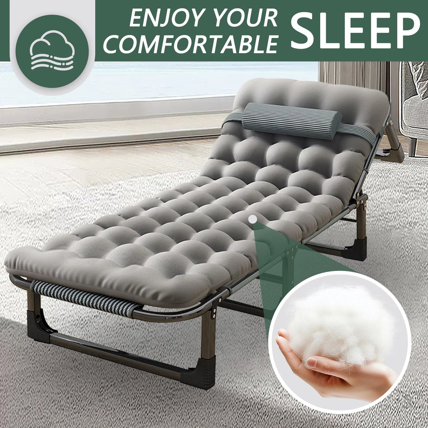 SNOZEFLEX Limited Time Flash Sale Portable Camping Bed Lightweight Foldable Bed For Adults Outdoor Daybed Outdoor Lounge Chair