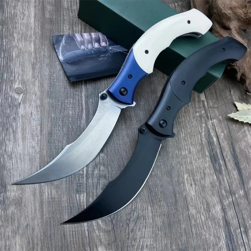 CR 7471 Folding Pocket Knife 8Cr13Mov Blade Resin/Wooden Handle Camping Outdoor Hunting Self-defense Survival EDC Tools Knives