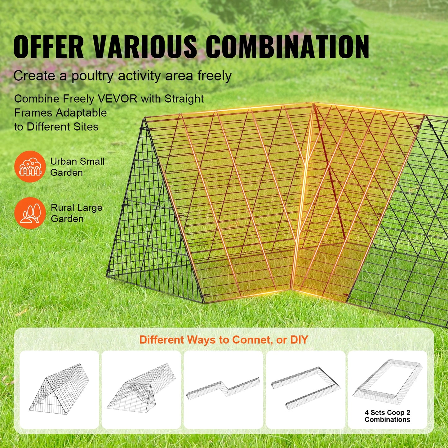 SucceBuy Chicken Tunnels 157.5 x 39.4 x 24.2 in Chicken Tunnels for Yard Portable Chicken Tunnels for Outside Corner Frames