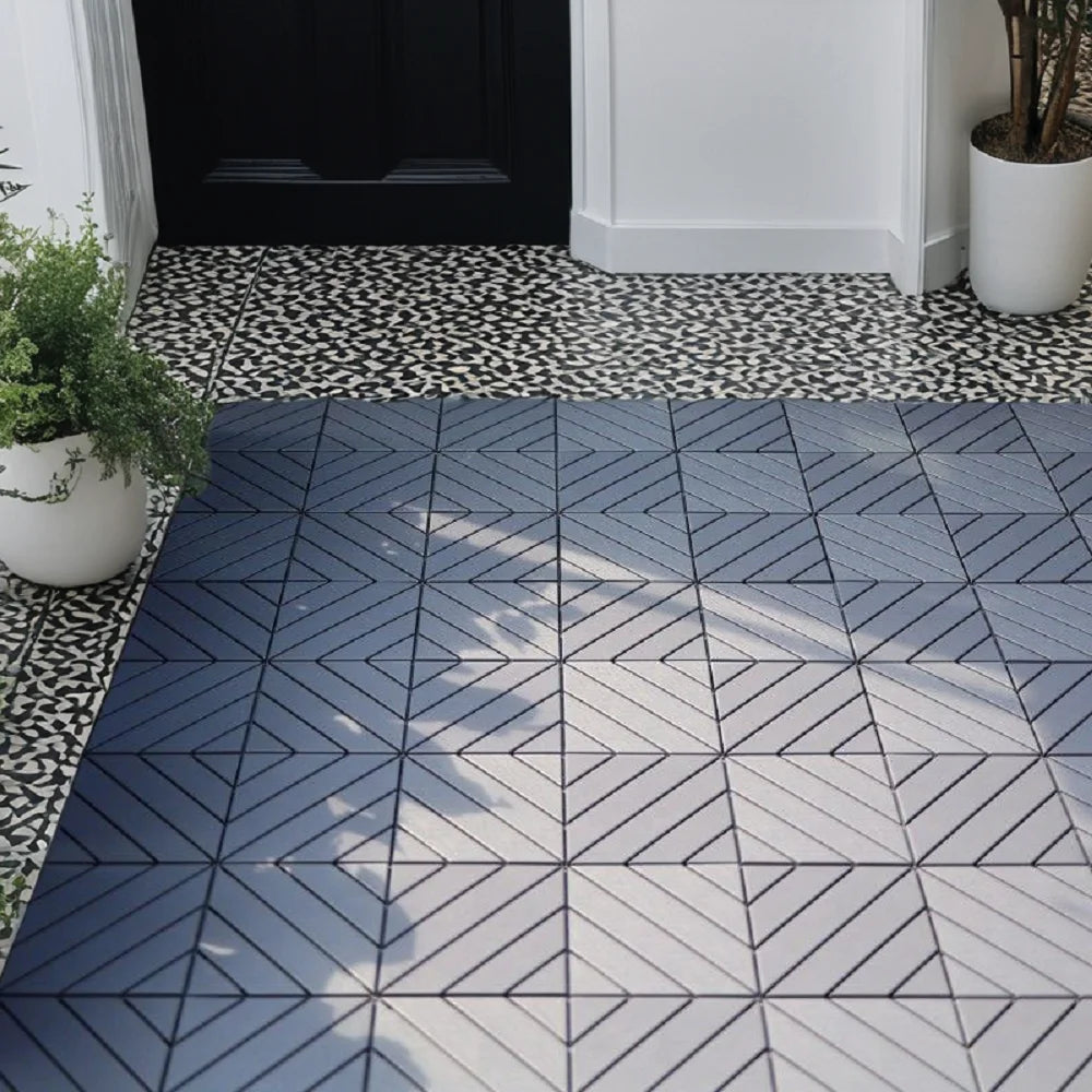 27 Pack Wood grain Interlocking Patio Deck Tiles- 12x12 Inch, Easy Install for Poolside, Balcony, Backyard-Durable Polypropylene