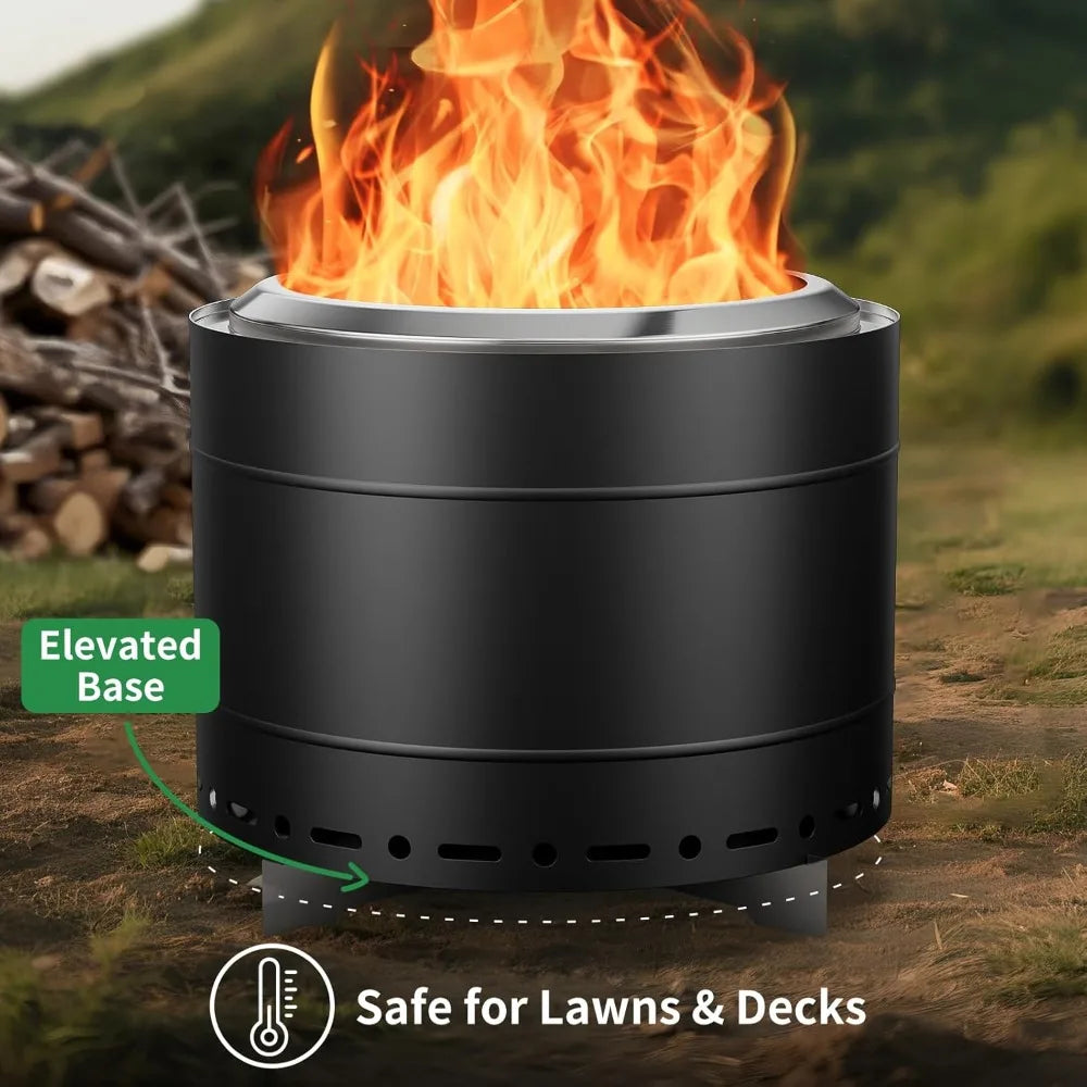 19.5 inch Smokeless Fire Pit with Carry Bag, Stainless Steel Outdoor Smokeless Firepit, Wood Burning Fire Pits for Camping, Bonf