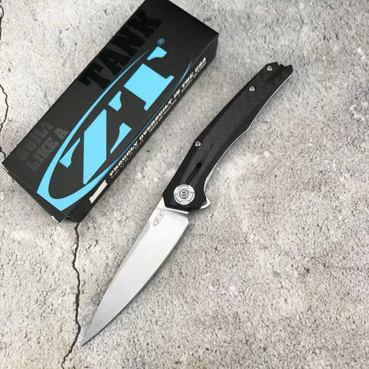American hand tool survival folding knife, lightweight carbon fiber handle, camping, fishing, outdoor exploration, men's gift,