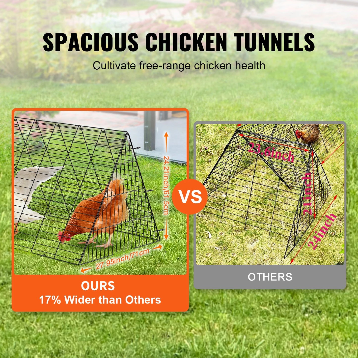 SucceBuy Chicken Tunnels 157.5 x 39.4 x 24.2 in Chicken Tunnels for Yard Portable Chicken Tunnels for Outside Corner Frames