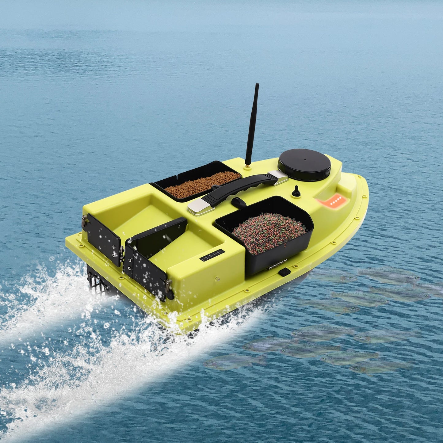 GPS RC Bait Boat for Fishing w/5200mAh Battery LED Screen Fishing Bait Boat 500M RC 40W 4 Bait Slot Fishing Bait Boat Set