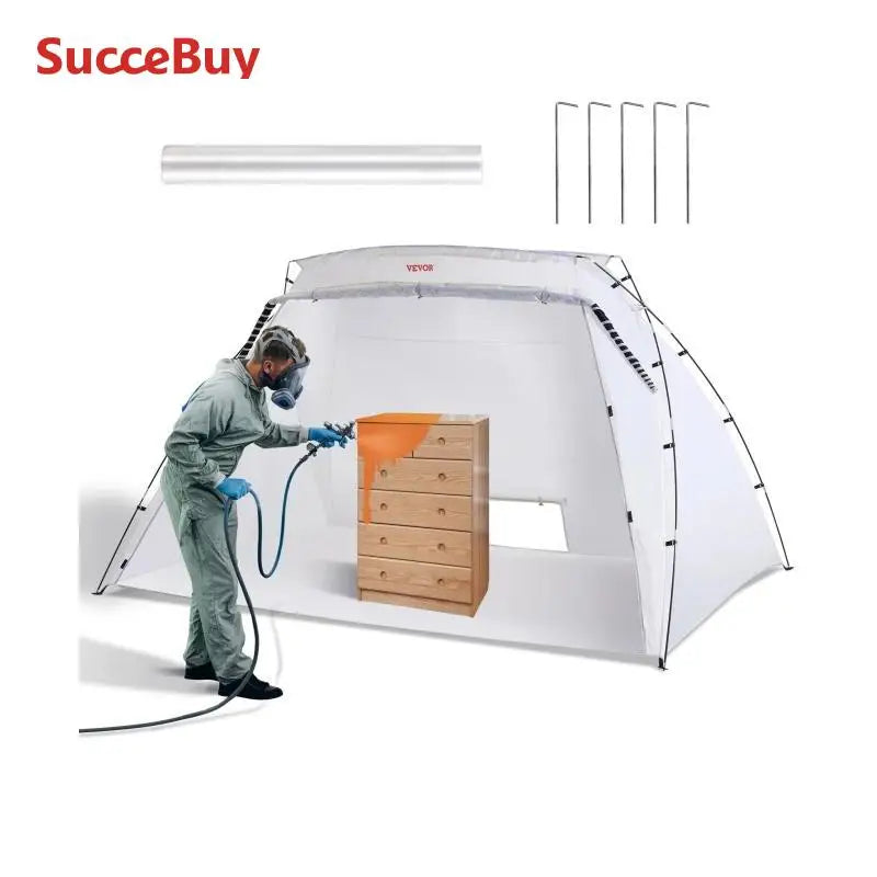 SucceBuy Portable Paint Booth Shelter 7.5x5.2x5.2/10x7x6ft Foldable Spray Painting Tent for Furniture Craft Project DIY Tool