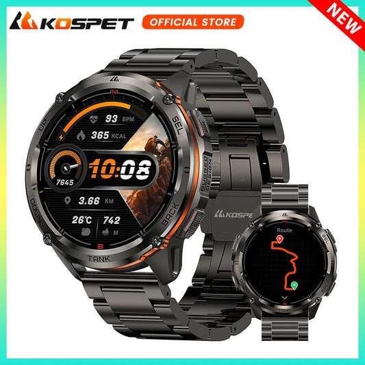2025 KOSPET TANK T3 Ultra 2 GPS Smart Watch For Men Compass Altimeter Barometric 5ATM IP69K Waterproof AMOLED Bluetooth Call