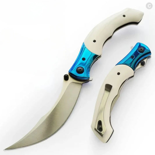 CR 7471 Folding Pocket Knife 8Cr13Mov Blade Resin/Wooden Handle Camping Outdoor Hunting Self-defense Survival EDC Tools Knives