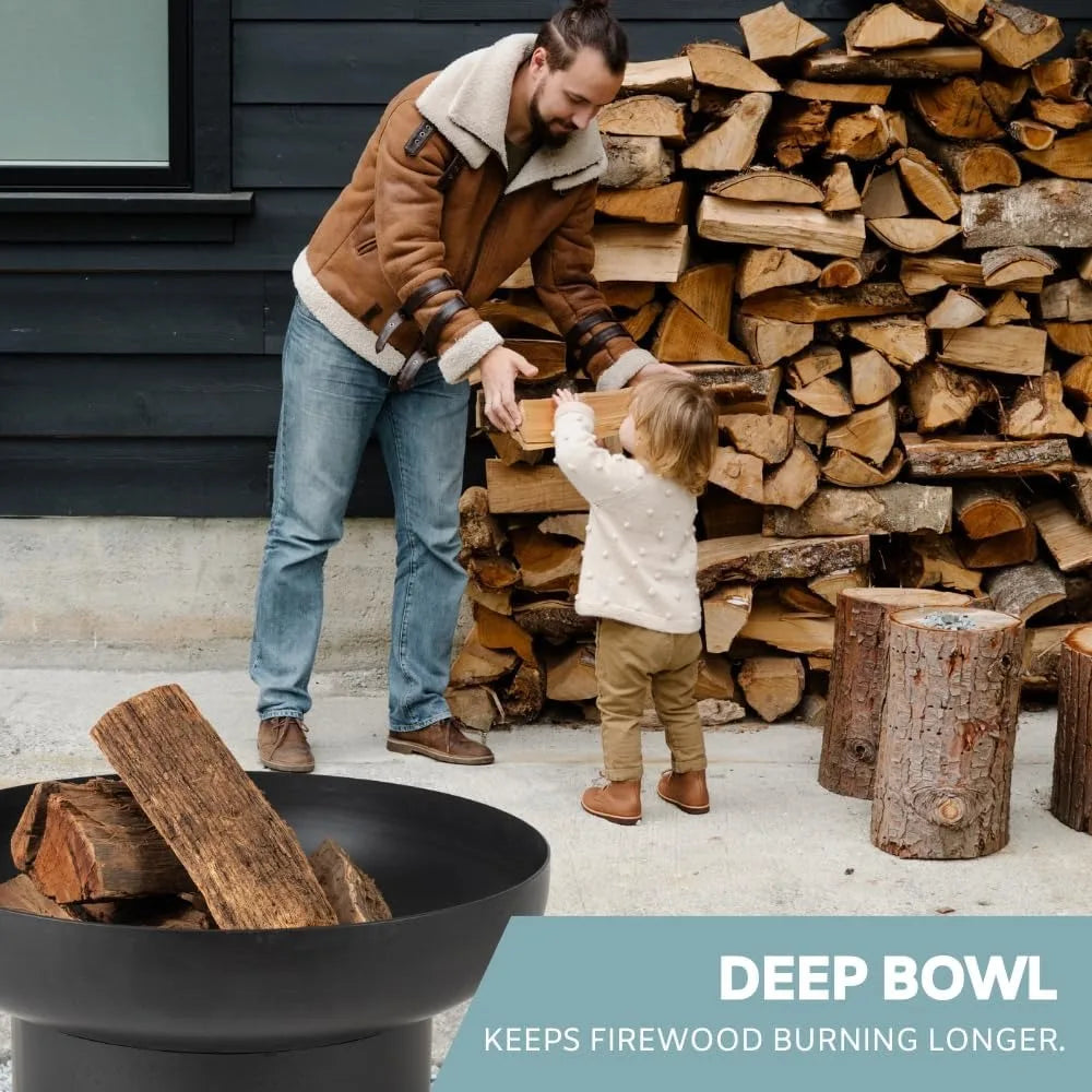 Iron Fire Pit Table with Lid, Wood Burning Firepits for Outside Patios