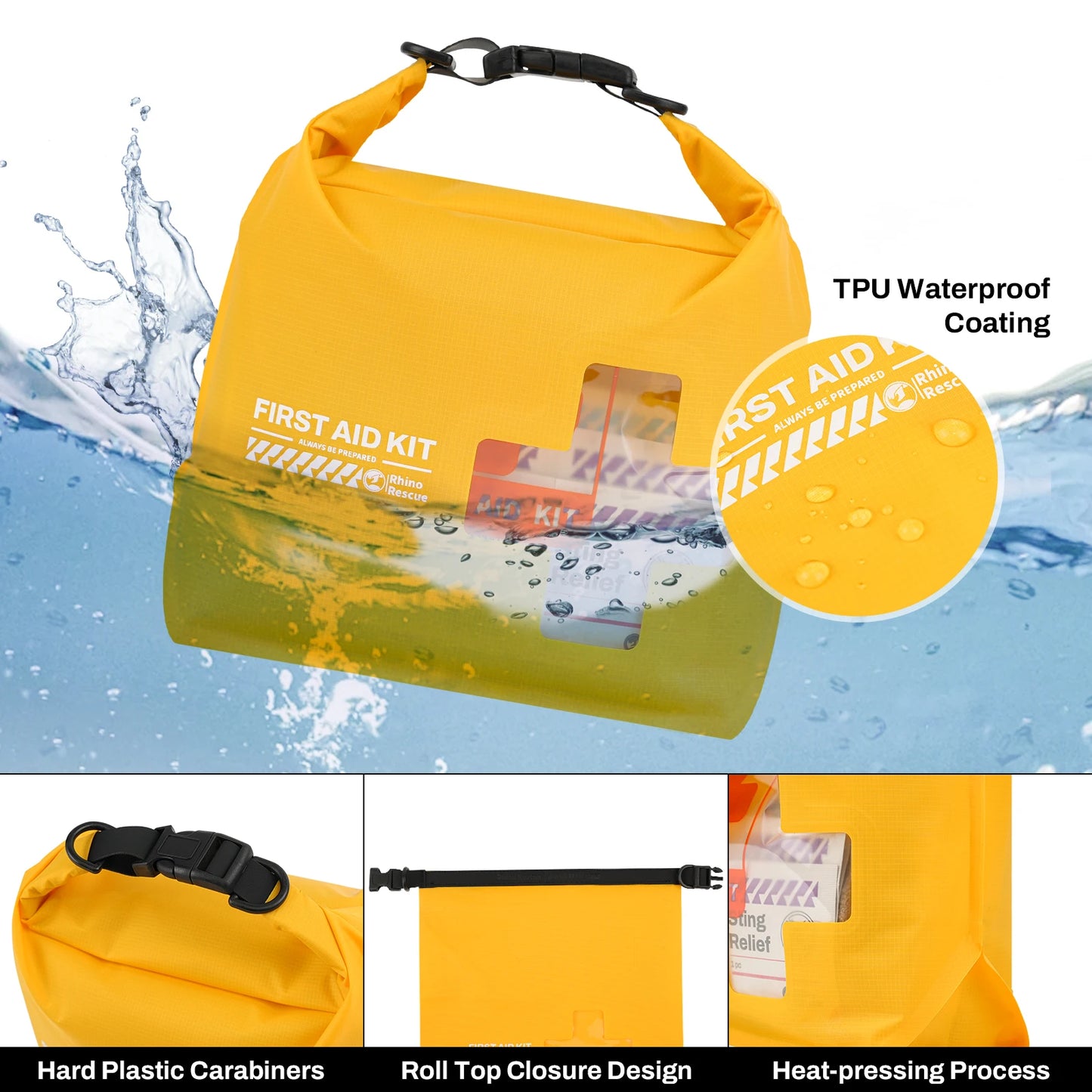 RHINO RESCUE Waterproof First Aid Kit, Lightweight Boat Dry Bag, Emergency Survival Supplies for Outdoor Kayak Floating Swimming