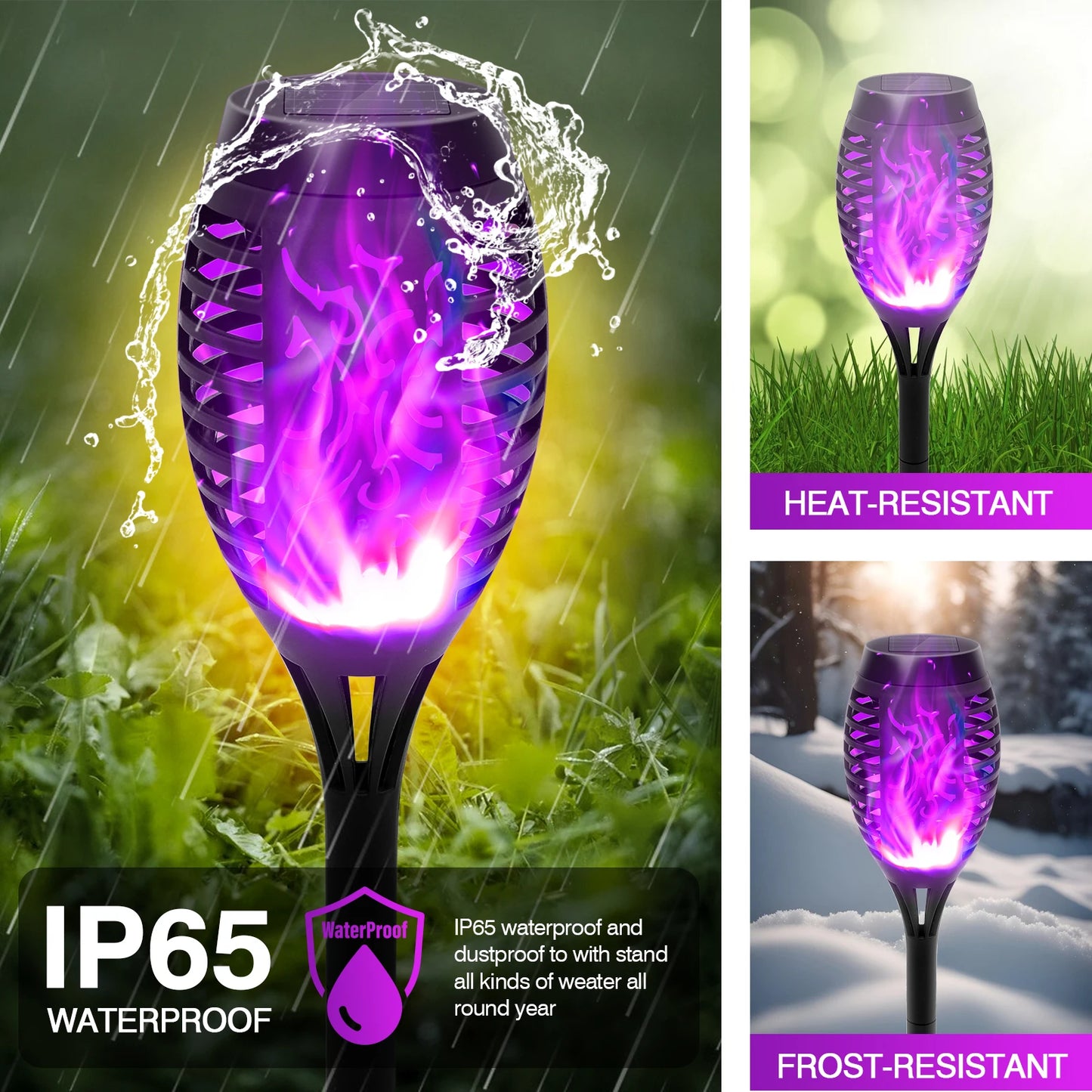 Green Solar Flame Light Outdoor with Flickering Flame Waterproof Lawn Ground Inserted Landscape for Garden Decorations Yard Pati