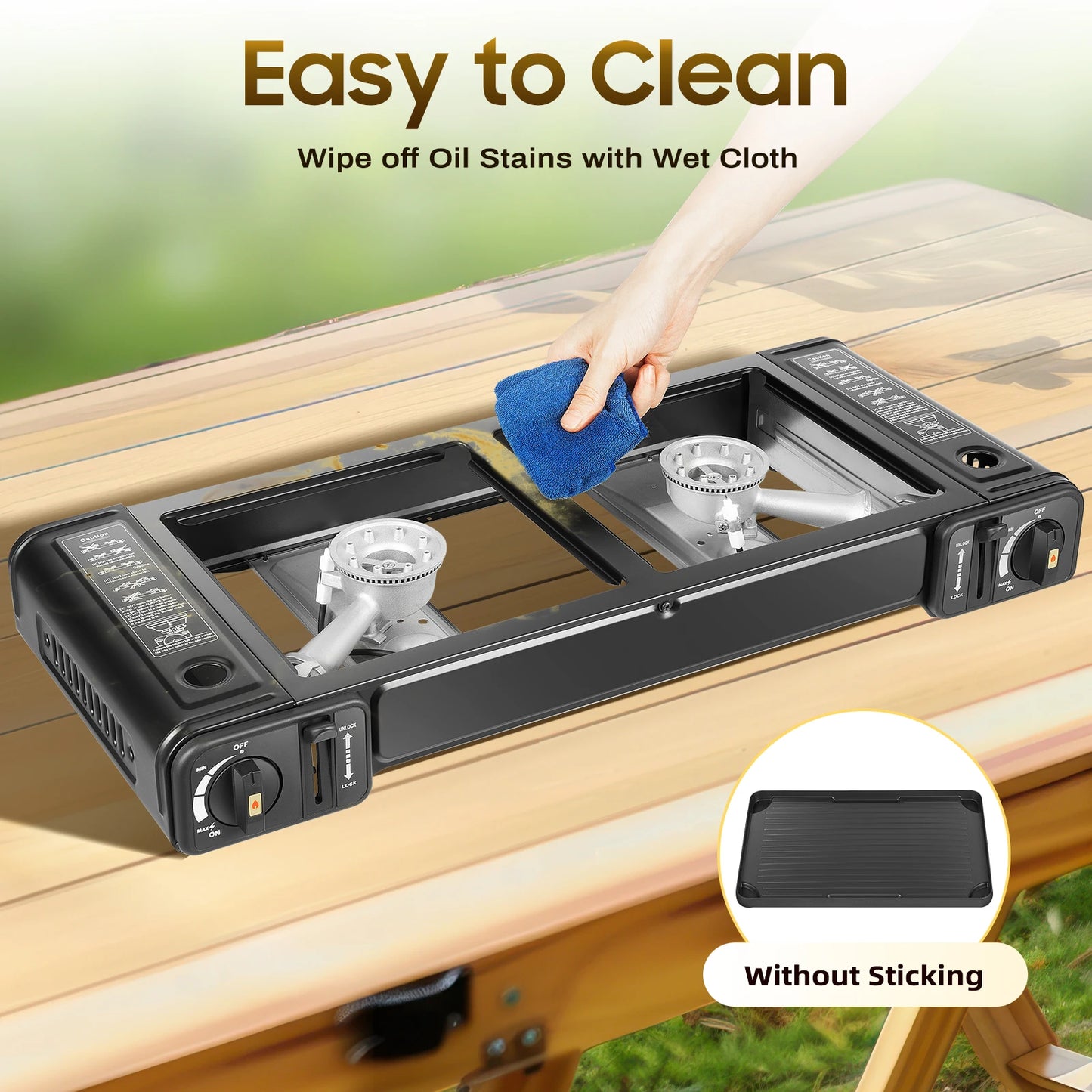 Double Head Barbecue Gas stove with Baking Tray  Home Application Home Outdoor