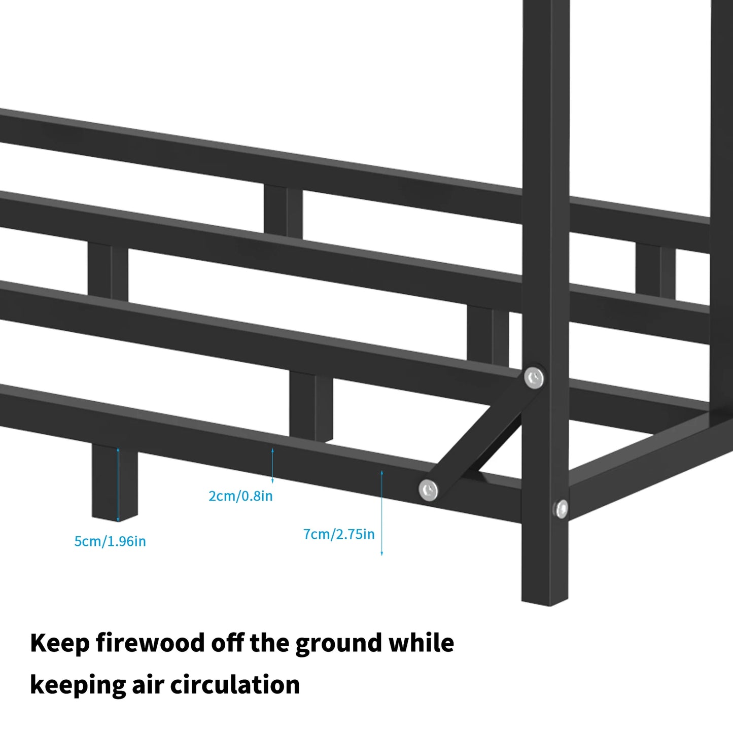 Heavy Duty Outdoor Firewood Storage Log Rack Metal Firewood Stand with Top Cover