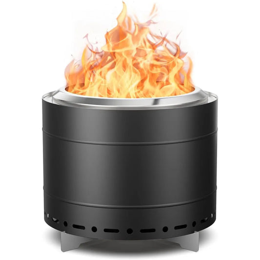 19.5 inch Smokeless Fire Pit with Carry Bag, Stainless Steel Outdoor Smokeless Firepit, Wood Burning Fire Pits for Camping, Bonf