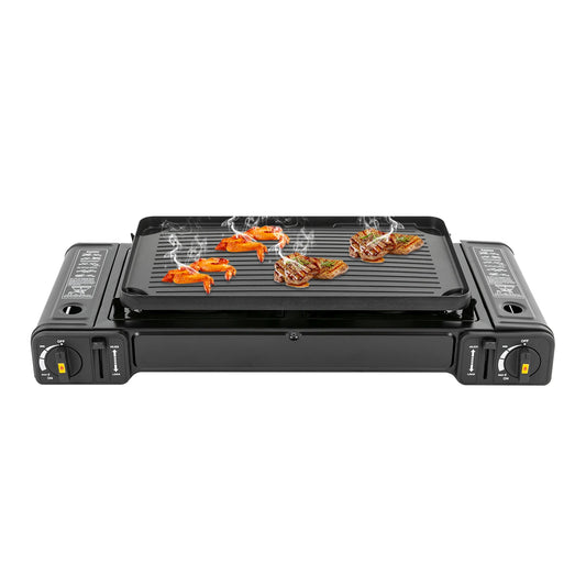 Double Head Barbecue Gas stove with Baking Tray  Home Application Home Outdoor