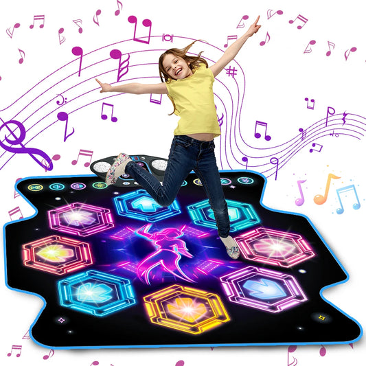 VATOS Dance Mat for Kids 27 Levels 8 LED Keys Bluetooth 5 Game Modes Built-in Music Ages 3+ Years Outdoor Fun Party Toys
