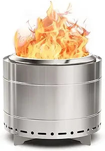 19.5 inch Smokeless Fire Pit with Carry Bag, Stainless Steel Outdoor Smokeless Firepit, Wood Burning Fire Pits for Camping, Bonf