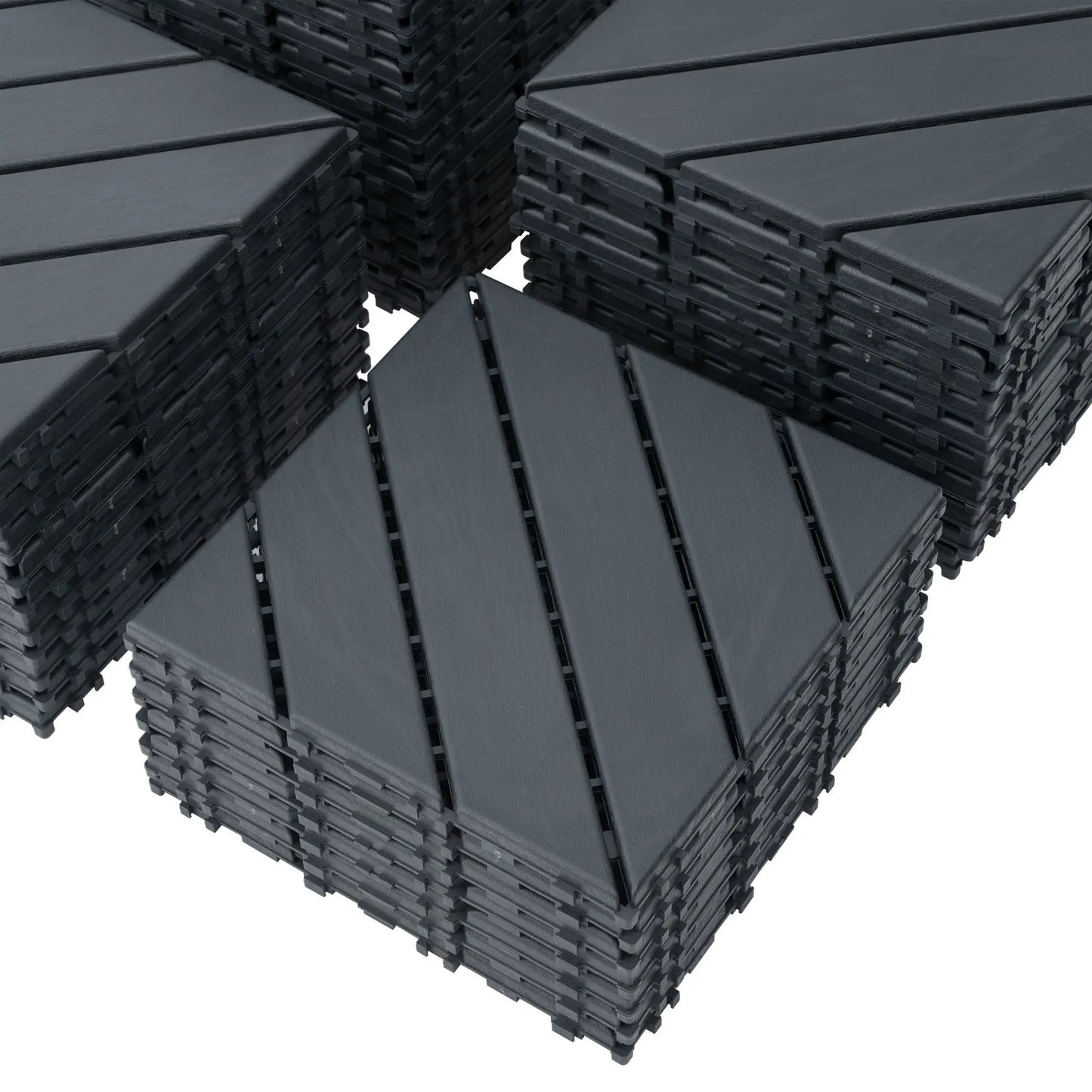 27 Pack Wood grain Interlocking Patio Deck Tiles- 12x12 Inch, Easy Install for Poolside, Balcony, Backyard-Durable Polypropylene