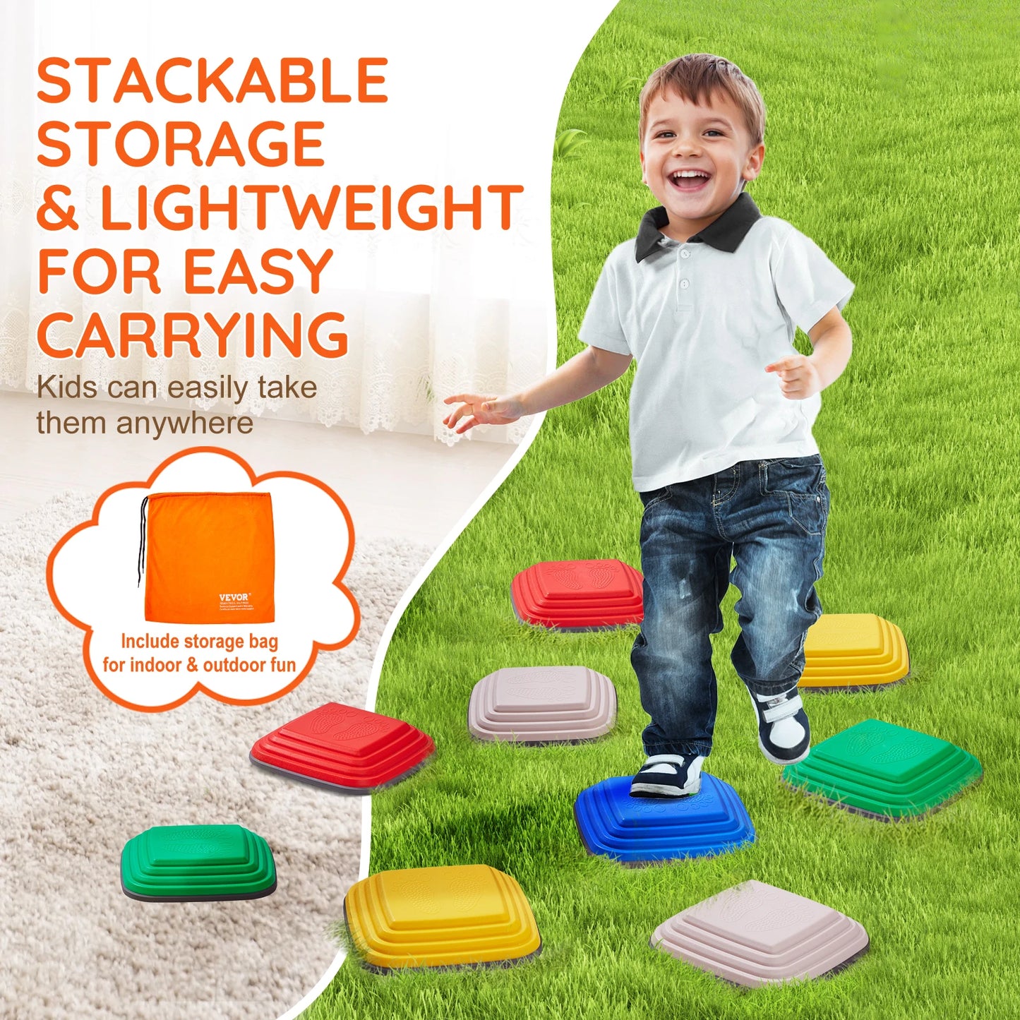 SucceBuy 10PCS Children's Balance Training Stepping Stones Toddlers Sensory Assisted Coordination Game for Kids Sport Toys Gifts