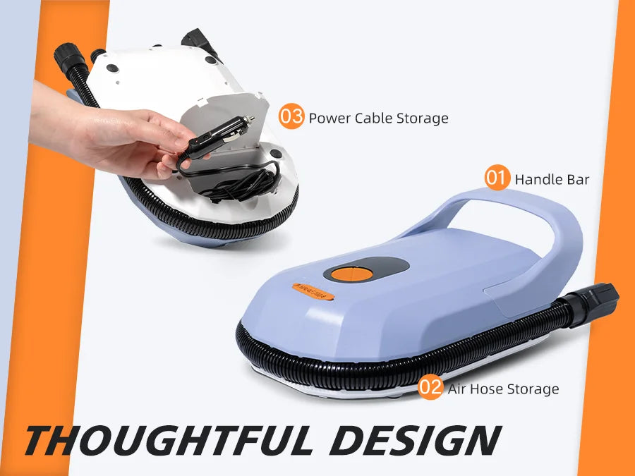 AIRBANK SUP Electric Air Pump with Battery 7800 mAh 20 PSI Max Rechargeable 12 V DC Car Connection Pump for Boards, Surf Kite