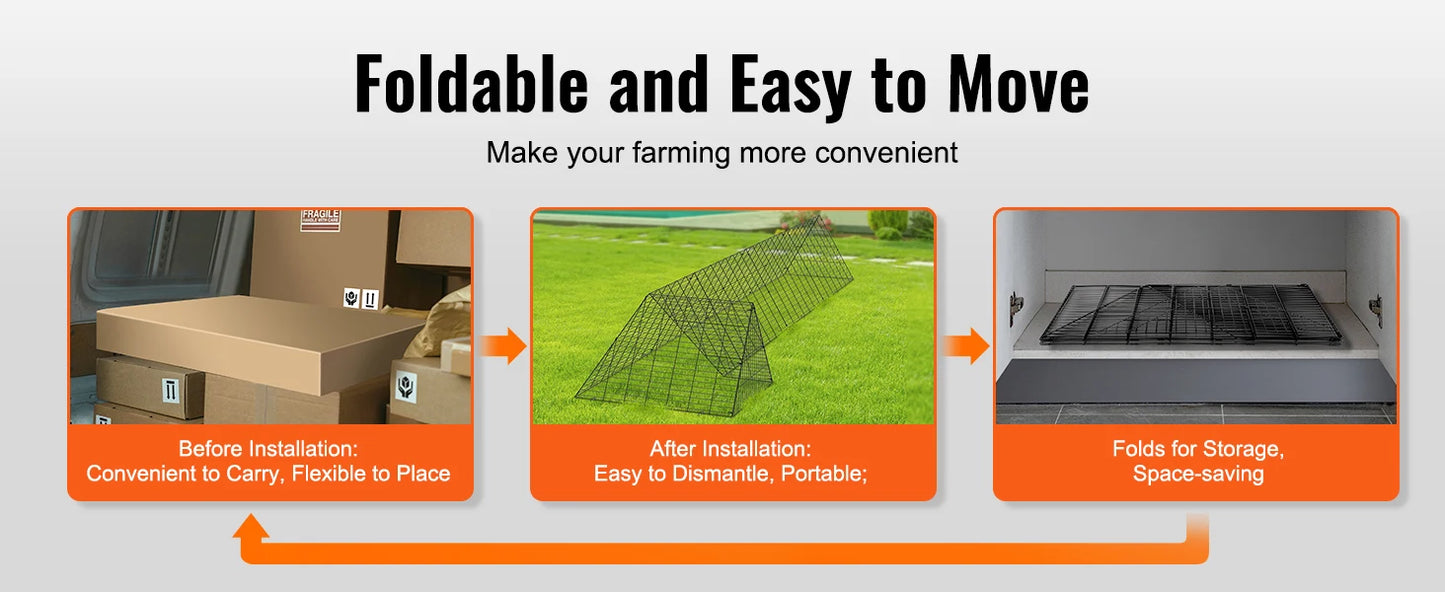 SucceBuy Chicken Tunnels 157.5 x 39.4 x 24.2 in Chicken Tunnels for Yard Portable Chicken Tunnels for Outside Corner Frames