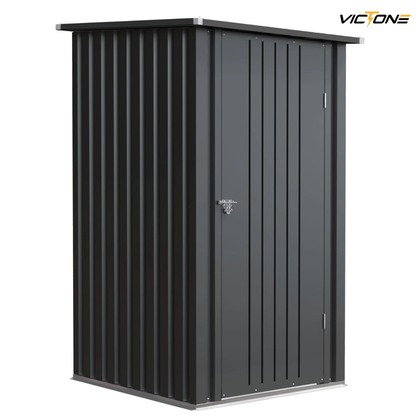 Victone 3' x 3' Compact Outdoor Storage Shed - Durable Small Garden Tool Storage with Sloping Roof, Single Lockable Door, Black