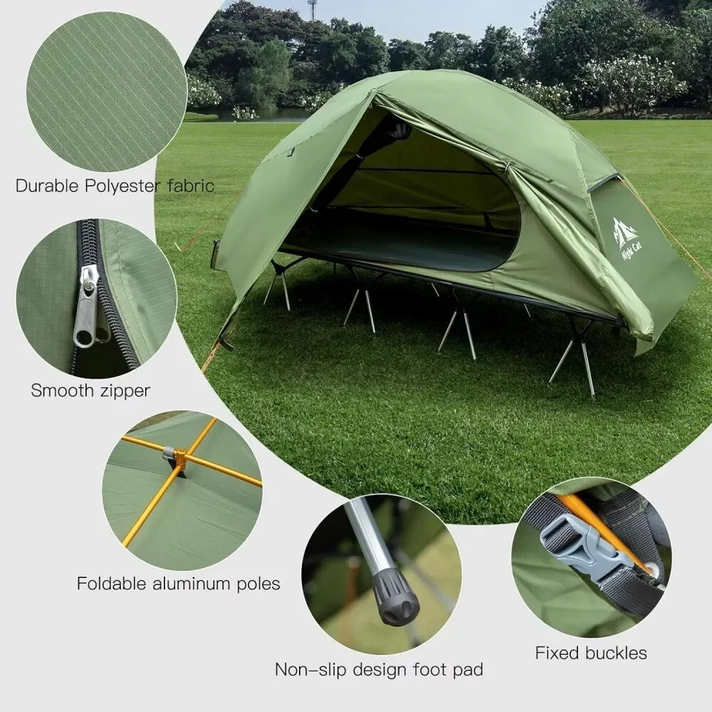 Night Cat Camping Cot Tent Waterproof 1-Person Off-Ground Combo Cot Bed