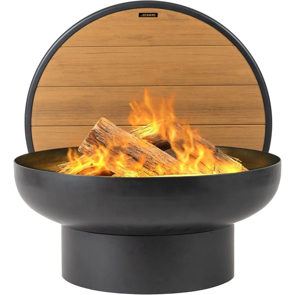 Iron Fire Pit Table with Lid, Wood Burning Firepits for Outside Patios