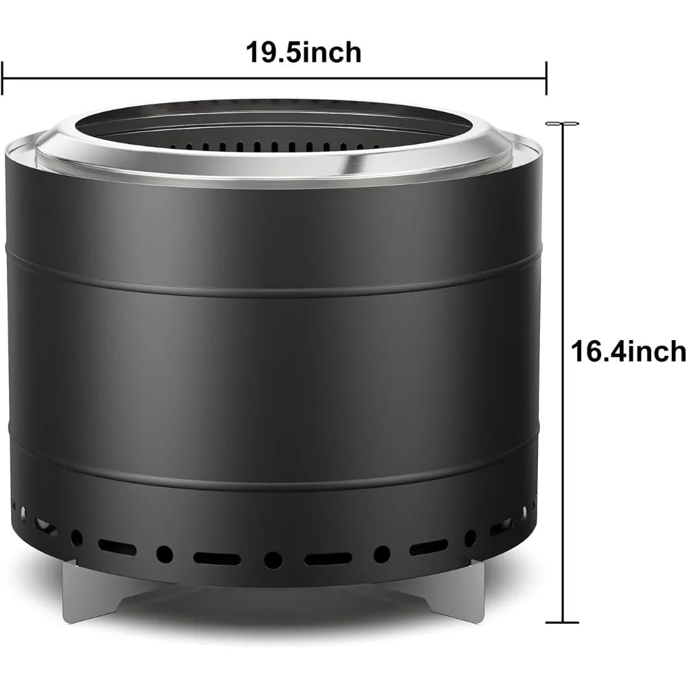 19.5 inch Smokeless Fire Pit with Carry Bag, Stainless Steel Outdoor Smokeless Firepit, Wood Burning Fire Pits for Camping, Bonf